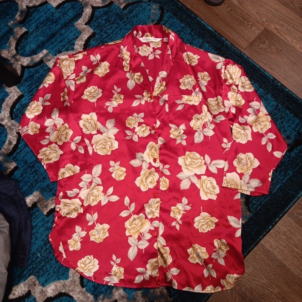 Victoria's Secret Vintage 1990s Shirt / Red Floral